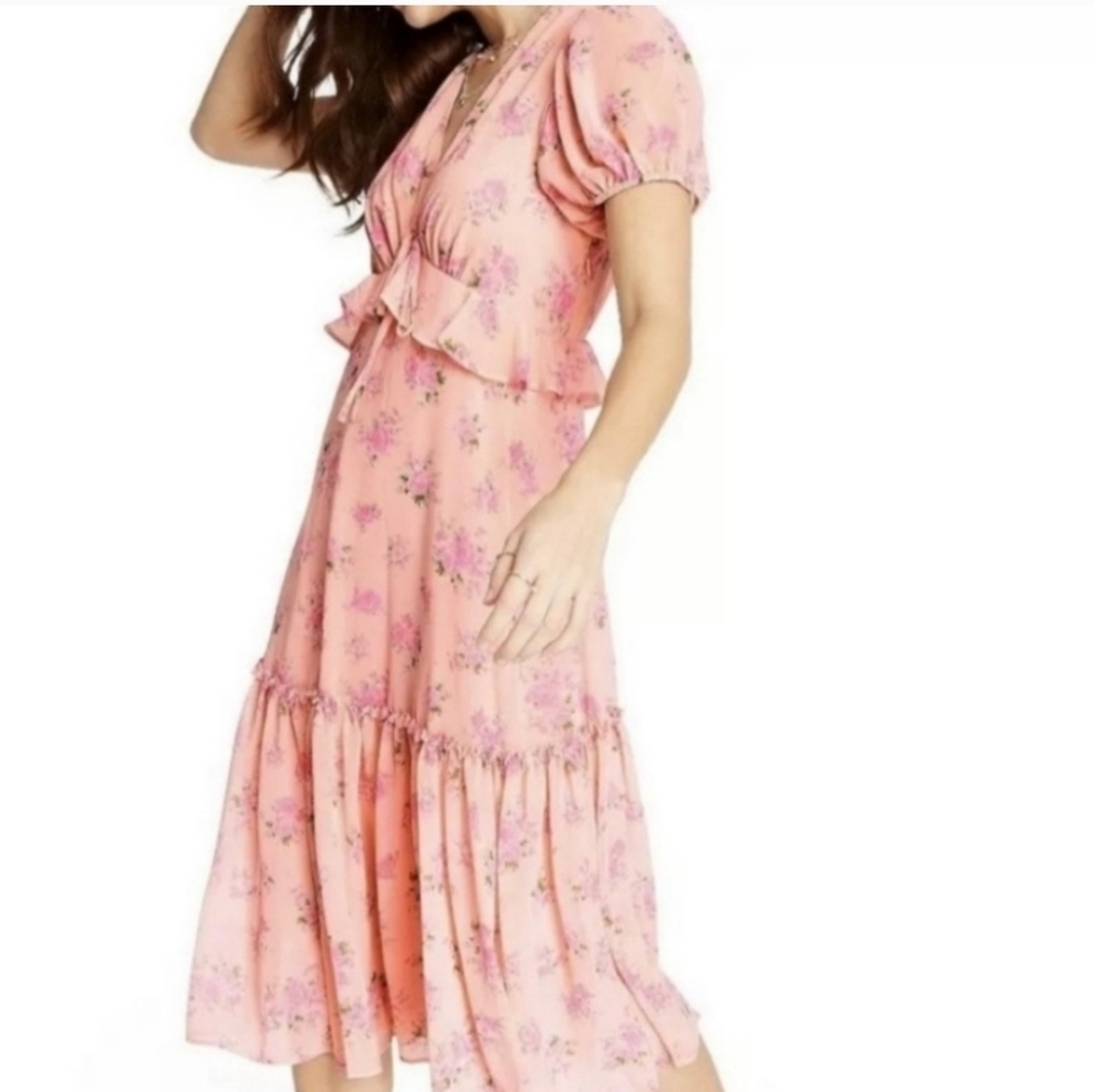 LoveShackFancy Pink Floral Midi Dress